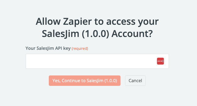 Zapier API key input